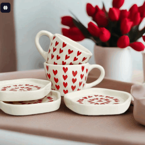 Lifestyle Ceramic Coffee Mug & Dessert Plate Set